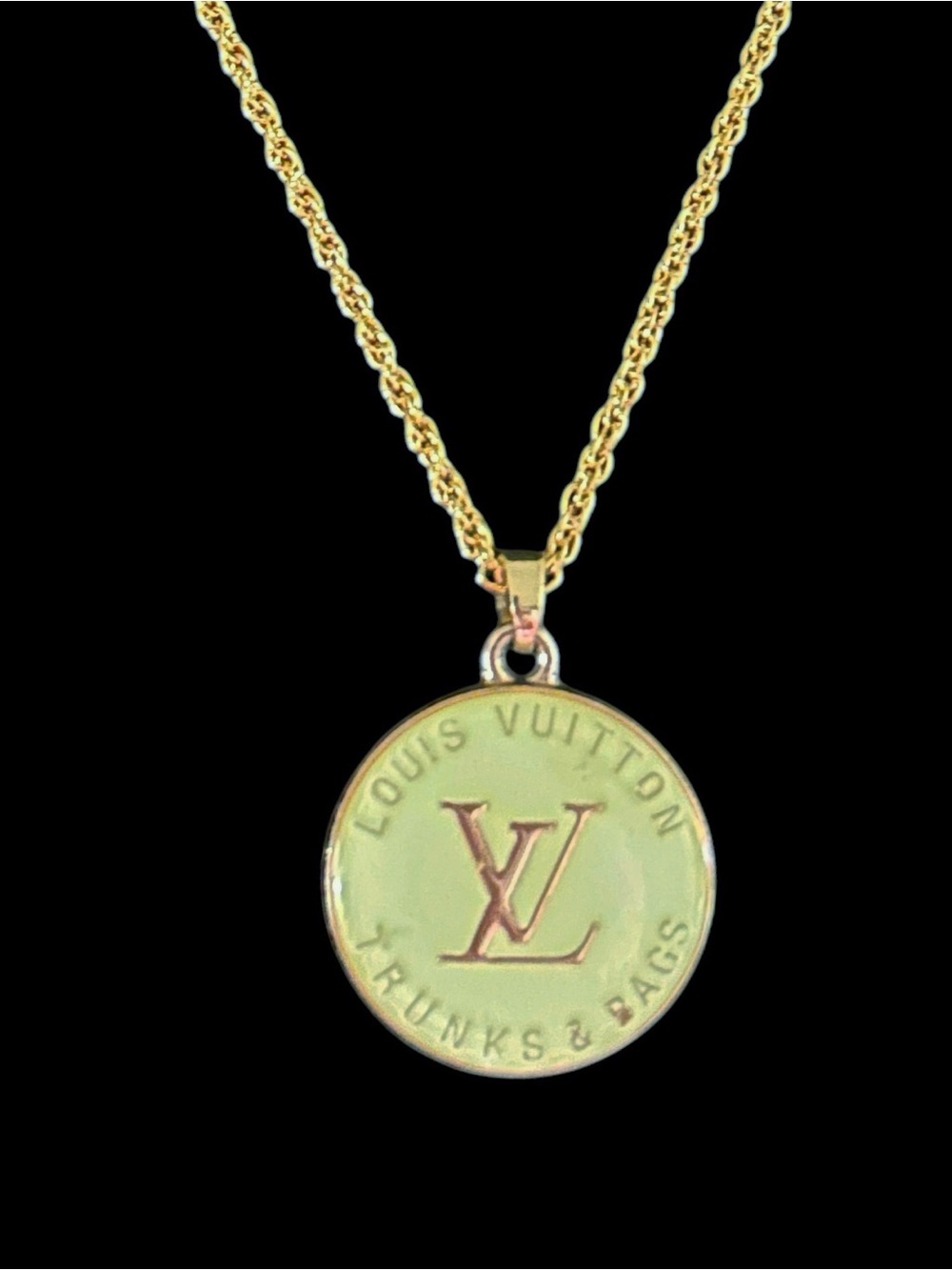 Authentic Louis Vuitton Light Green Truck & Bags Charm Necklace